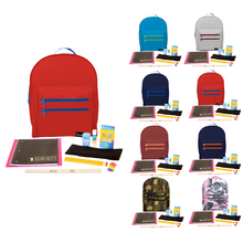 Wholesale Student Essentials Kit (24 Items per Kit) in 16'' Assorted Classic Backpack